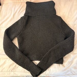 Charcoal Cropped Turtleneck Sweater
